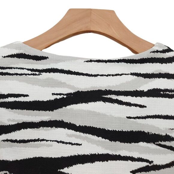 Chico's Jacket Womens Medium White Black Lined 3/4 Sleeve Round Neck Zebra Print - Picture 6 of 10